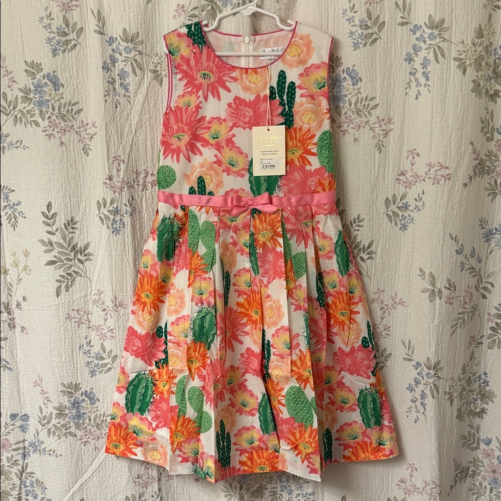 Rachel Riley Coral, Pink & Green Floral Cactus Party Dress